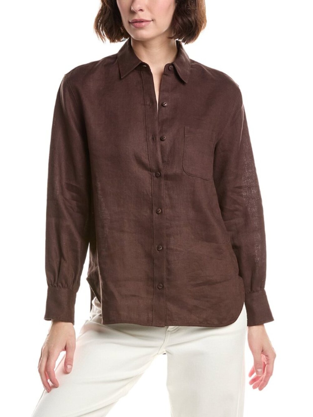 NWT Rag & Bone Max Linen Button-Up Shirt (Espresso, Size S)